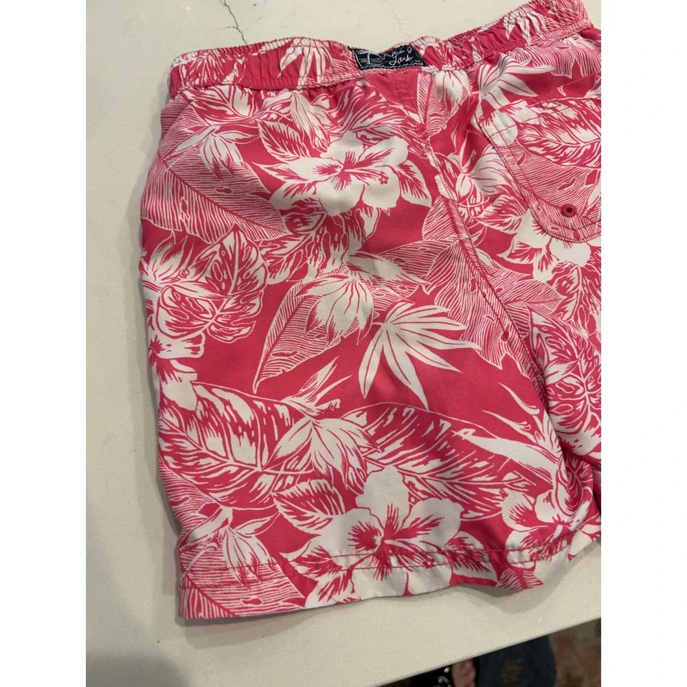 Janie‎ and Jack Swim Trunks Pink Tropical Hibiscus Floral Boys Swimwear bin c